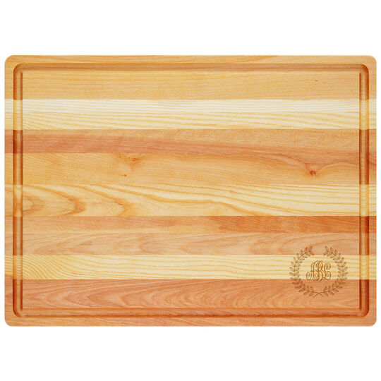 Renaissance Monogram Wreath Master Wood Cutting Board